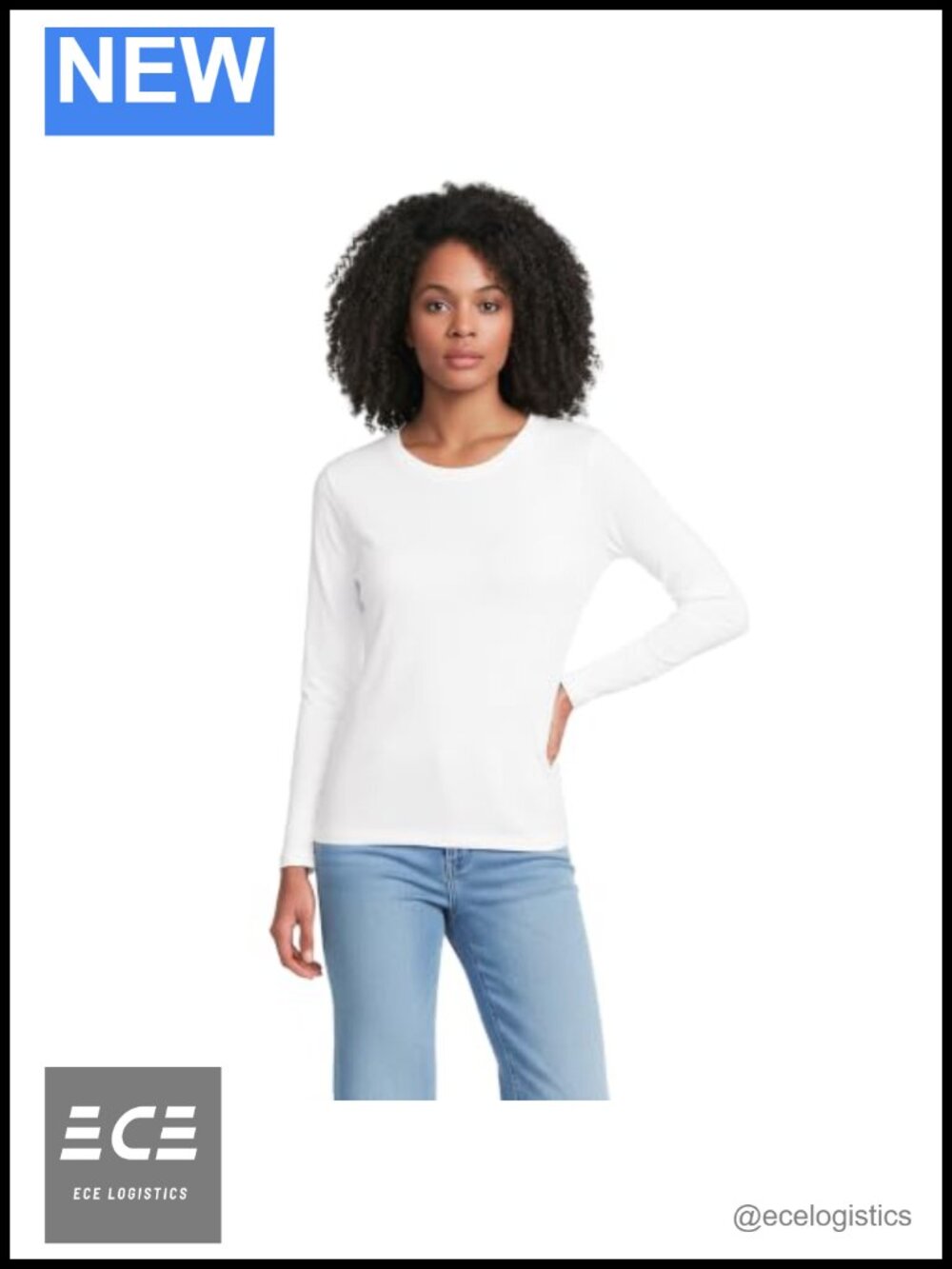 Lands' End Supima Cotton Long Sleeve Crew Neck Tee Relaxed Fit Casual